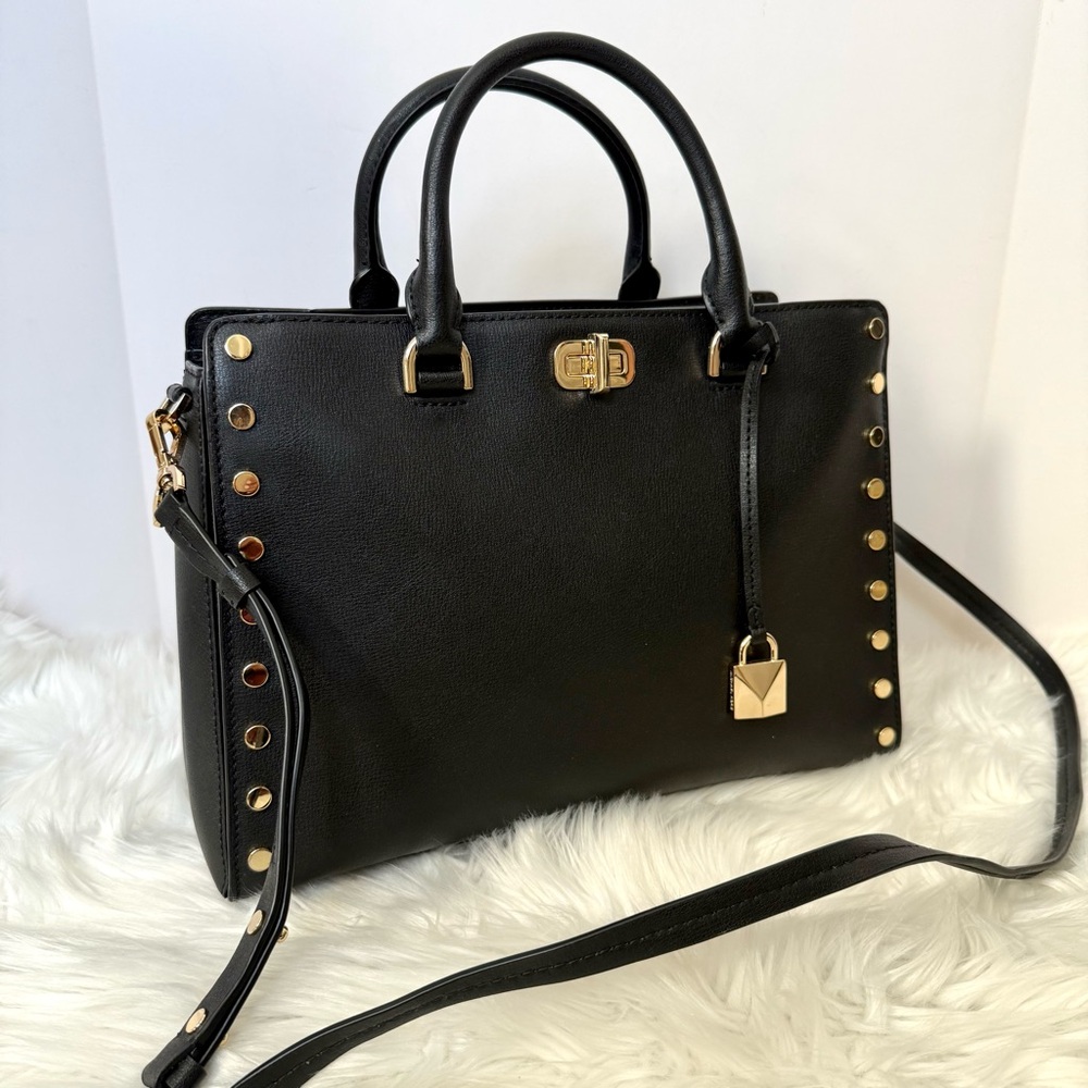 Michael Kors Sylvie Large Leather Studded Satchel